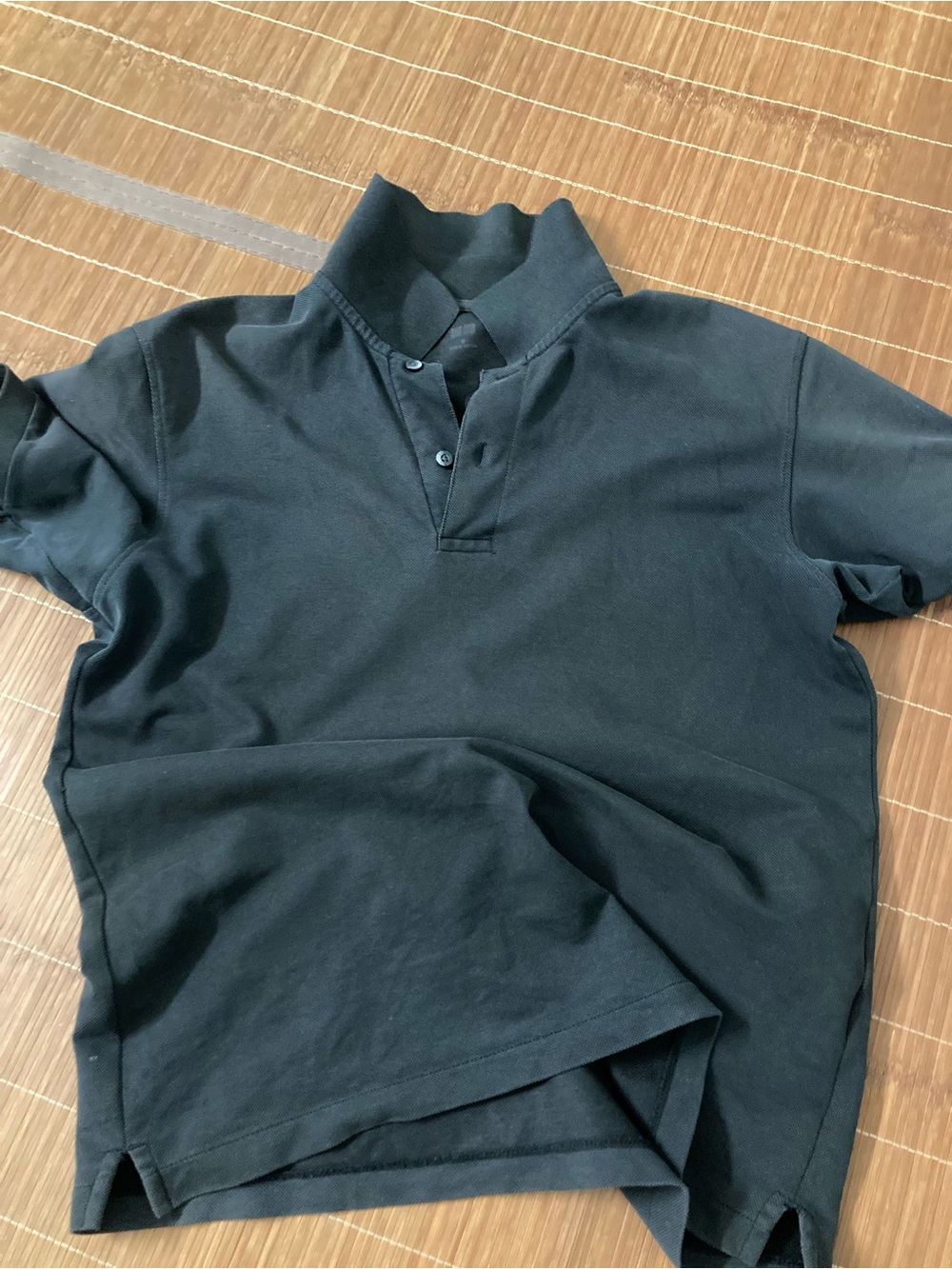 Men's Black Short-Sleeve Polo with Two-Button Placket